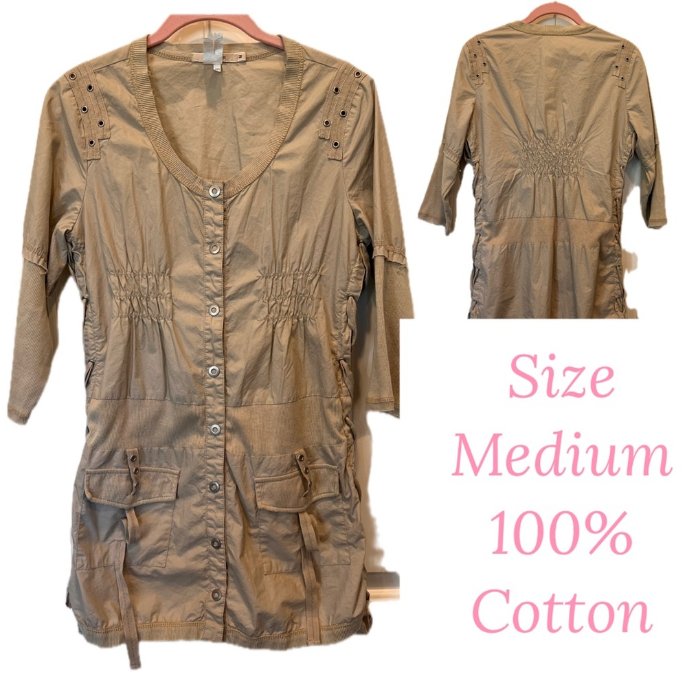 Utility Jacket / Dress Y2K grommets Side lace ties gathering pockets Shacket